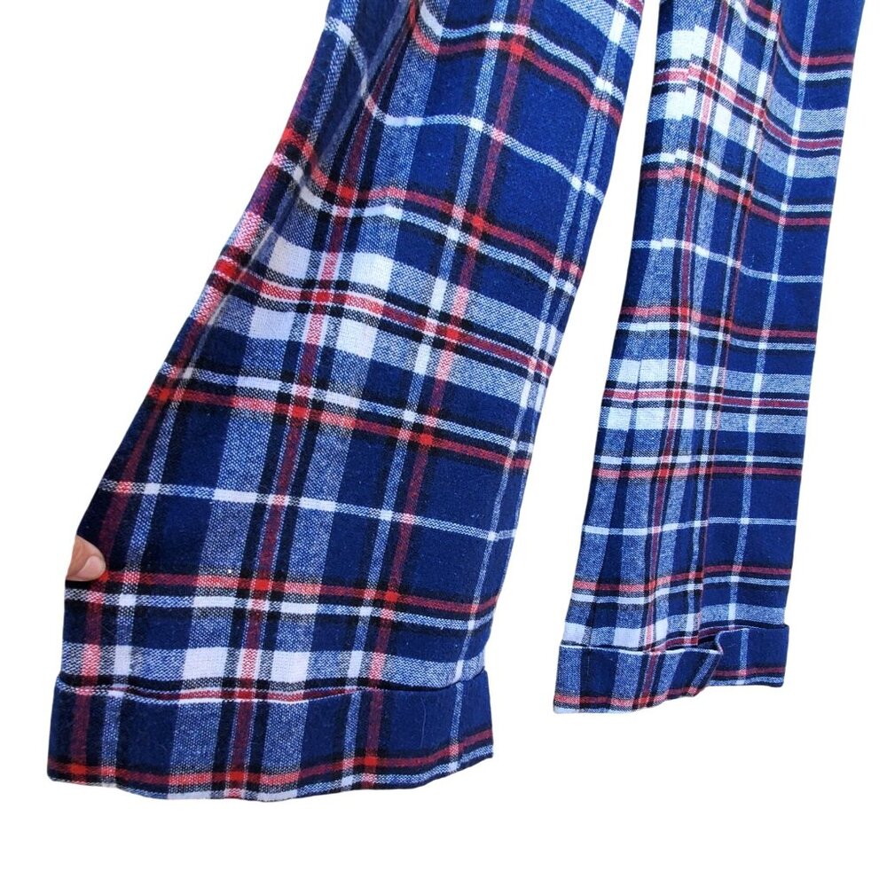 Vintage 60s Mod Pants Women 4 Blue Red White Plaid Flared Cuffed NWOT 29" Waist - Picture 15 of 15